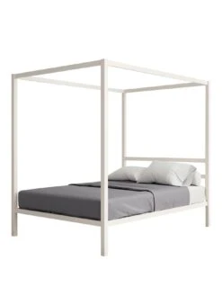 Dorel Home Modern Metal Double Canopy Bed -FurniHaven Shop QPRUK SQ2 0000000013 WHITE SLf