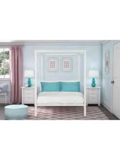 Dorel Home Modern Metal Double Canopy Bed -FurniHaven Shop QPRUK SQ3 0000000013 WHITE SLd