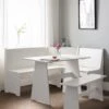 Julian Bowen Newport 109 Cm Dining Table Set + Bench And Corner Storage Bench - White -FurniHaven Shop QQLCL SQ1 0000000013 WHITE RSr