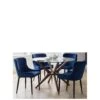 Julian Bowen Chelsea 120 cm Round Dining Table + 4 Luxe Blue Chairs -FurniHaven Shop QQPN9 SQ1 0000000007 WALNUT SLf