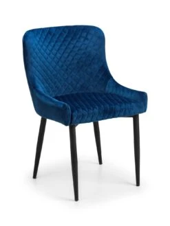 Julian Bowen Chelsea 120 cm Round Dining Table + 4 Luxe Blue Chairs -FurniHaven Shop QQPN9 SQ5 0000000007 WALNUT SLd1