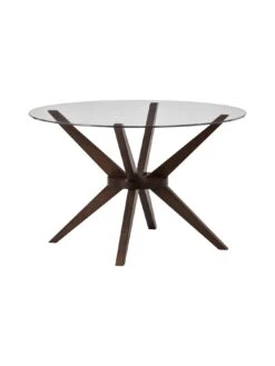 Julian Bowen Set of Chelsea Round Glass Table + 4 Kensington Fabric Chair -FurniHaven Shop QQPNG SQ4 0000000007 WALNUT SLd