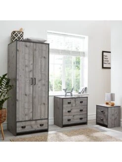 Very Home Jackson 4 Piece Package - Kids 2 Door, 1 Drawer Wardrobe, 2 + 2 Drawer Chest, 2 Drawer Bedside Chest And Desk - Mexican Grey -FurniHaven Shop QRPQJ SQ6 0000015217 MEXICAN GREY SLd2