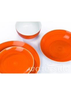 WATERSIDE Orange Flame Spin Wash 16-Piece Dinner Set -FurniHaven Shop QVH9H SQ3 0000000198 ORANGE SLd1