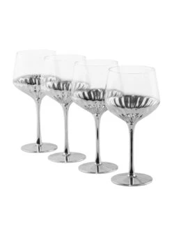 WATERSIDE Platinum Art Deco Wine Glasses – Set Of 4 -FurniHaven Shop QVHA3 SQ2 0000000035 SILVER SLd