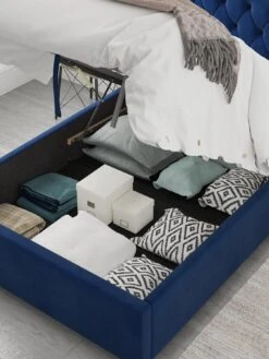 Aspire Olivier Ottoman Storage Bed With Headboard -FurniHaven Shop RAAEX SQ2 0000000048 NAVY RSr