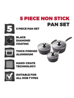 Tower Precision 5 Piece Pan Set -FurniHaven Shop RAYTL SQ2 0000000004 BLACK SLd