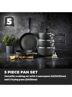 Tower Precision 5 Piece Pan Set -FurniHaven Shop RAYTL SQ3 0000000004 BLACK SLd1