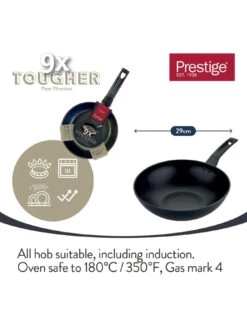 Prestige 9x Tougher Easy Release Non-stick Induction 29 cm Stirfry Pan -FurniHaven Shop RF9LN SQ6 0000000004 BLACK SLd4