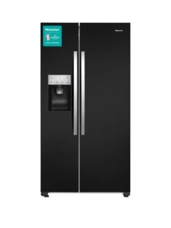 Hisense RS694N4IBF 91cm Wide, Total No Frost, American-Style Fridge Freezer - Black Look
