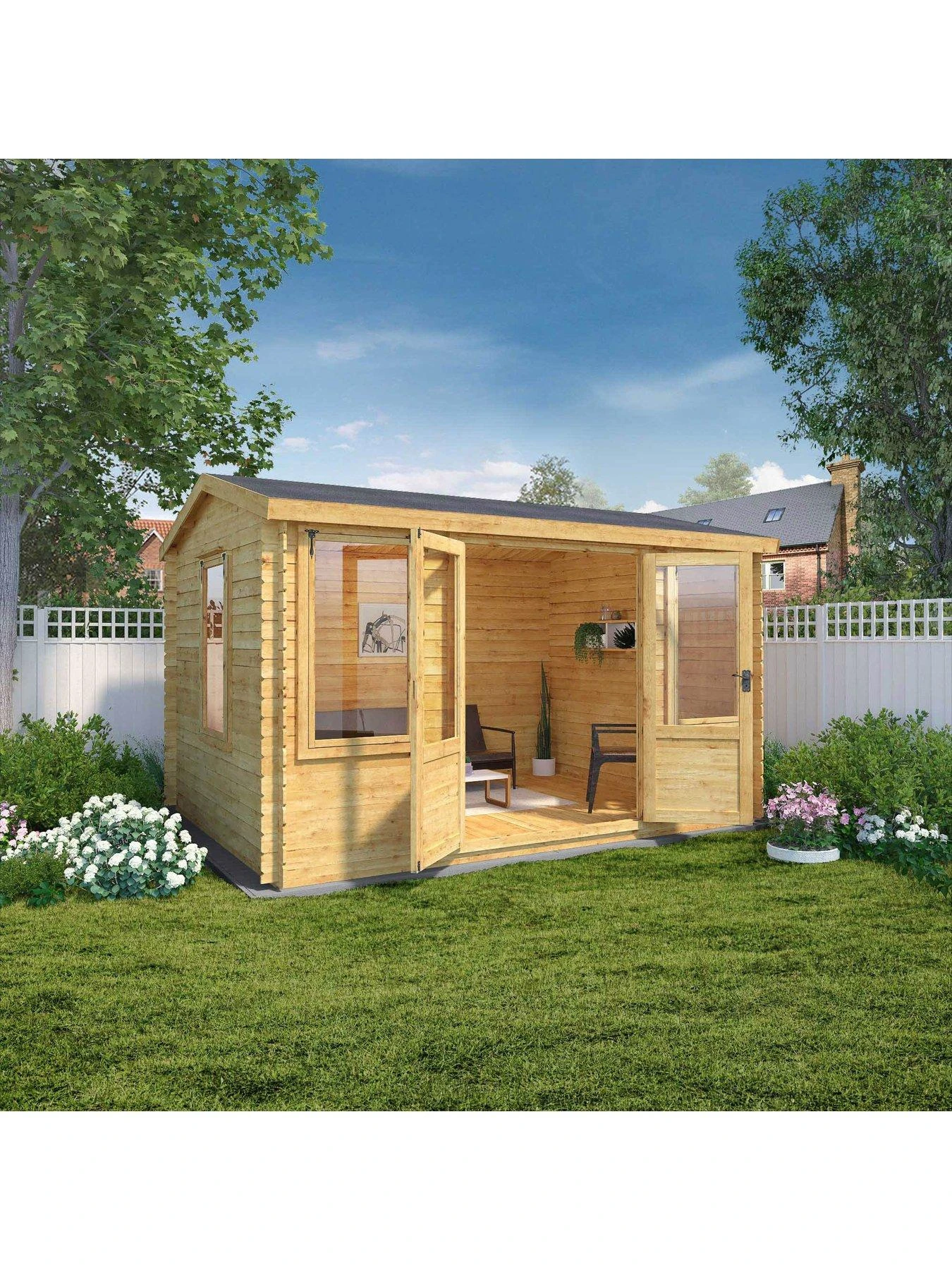 MERCIA 4 X 3m Reverse Apex Log Cabin with Installation 4 MERCIA 4 X 3m Reverse Apex Log Cabin with Installation - Image 2