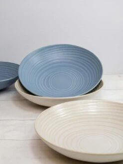 KitchenCraft Set Of 4 Embossed Pasta Bowls – Light Blue -FurniHaven Shop RPJMQ SQ3 0000000020 BLUE SLd1