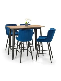 Julian Bowen Luxe Velvet Bar Stool - Blue -FurniHaven Shop RPWTR SQ2 0000000020 BLUE RSr