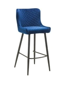 Julian Bowen Luxe Velvet Bar Stool - Blue -FurniHaven Shop RPWTR SQ3 0000000020 BLUE SLf