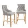 Very Home Warwick Pair Of Velvet Bar Stools - Grey/Oak - FSC® Certified -FurniHaven Shop RTUCL SQ2 0000000311 GREY OAK SLf