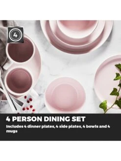 Tower Barbabry & Oak Oslo Pink Lemonade 16 Piece Dinner Set -FurniHaven Shop RVEG7 SQ3 0000000063 PINK SLd1