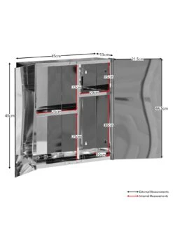 Bath Vida Tiano Stainless Steel Mirrored Double Cabinet -FurniHaven Shop RVJ6G SQ7 0000000035 SILVER DGy