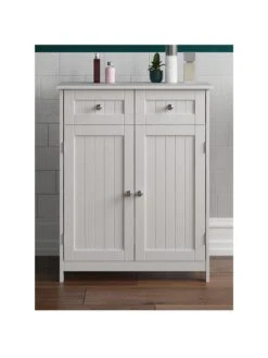 Bath Vida Priano 2 Drawer, 2 Door Freestanding Cabinet - White -FurniHaven Shop RVJ6Q SQ3 0000000013 WHITE SLa
