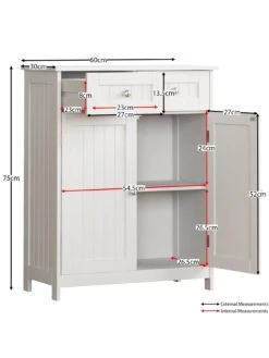 Bath Vida Priano 2 Drawer, 2 Door Freestanding Cabinet - White -FurniHaven Shop RVJ6Q SQ7 0000000013 WHITE DGy