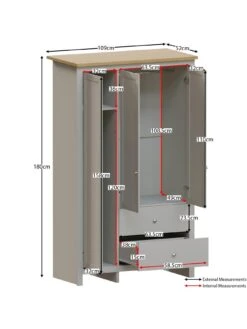 Vida Designs Arlington 3 Door, 2 Drawer Wardrobe In Grey -FurniHaven Shop RVKCR SQ6 0000000005 GREY SLd2
