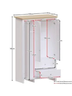 Vida Designs Arlington 3 Door, 2 Drawer Wardrobe - White -FurniHaven Shop RVKCT SQ6 0000000013 WHITE SLd2
