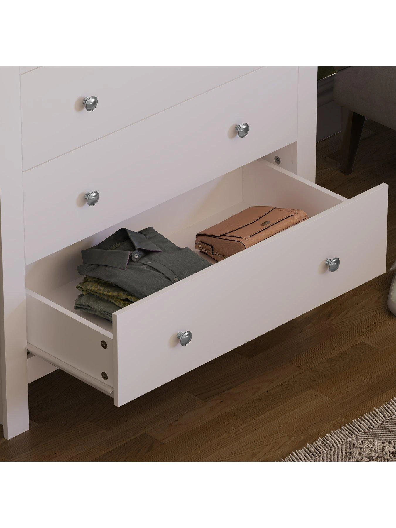 Vida Designs Arlington 2 + 3 Drawer Chest - White 5 Vida Designs Arlington 2 + 3 Drawer Chest - White - Image 3