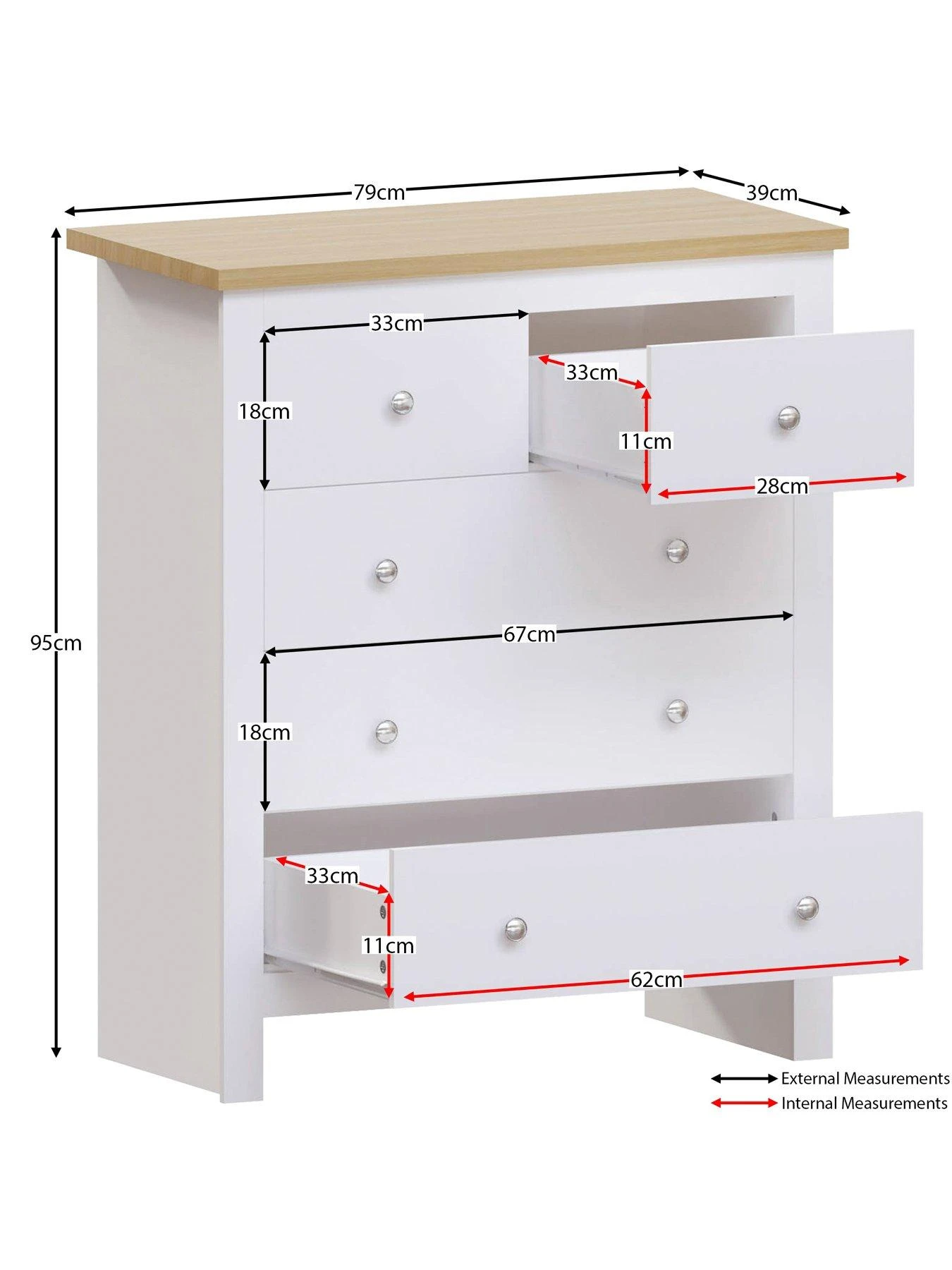Vida Designs Arlington 2 + 3 Drawer Chest - White 7 Vida Designs Arlington 2 + 3 Drawer Chest - White - Image 5