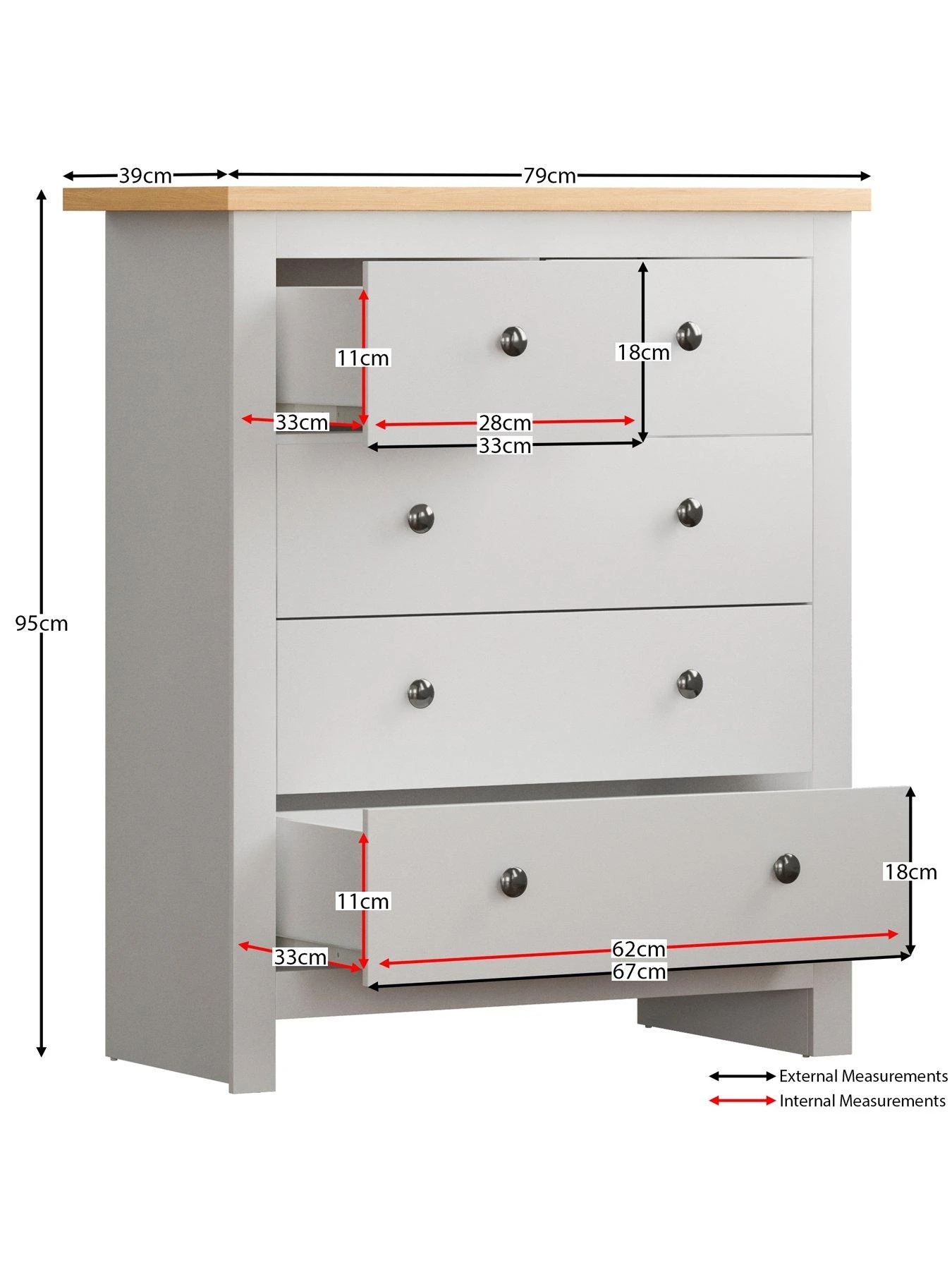 Vida Designs Arlington 2 + 3 Drawer Chest - White 8 Vida Designs Arlington 2 + 3 Drawer Chest - White - Image 6