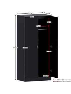 Vida Designs Riano 2 Door Wardrobe - Black -FurniHaven Shop RVKDX SQ6 0000000004 BLACK SLd2