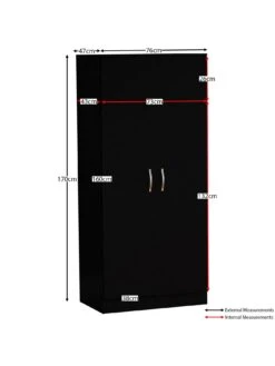 Vida Designs Riano 2 Door Wardrobe - Black -FurniHaven Shop RVKDX SQ7 0000000004 BLACK DGy