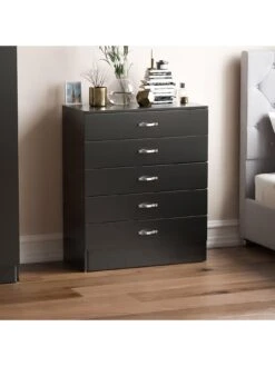 Vida Designs Riano 5 Drawer Chest -FurniHaven Shop RVKED SQ2 0000000004 BLACK RSr