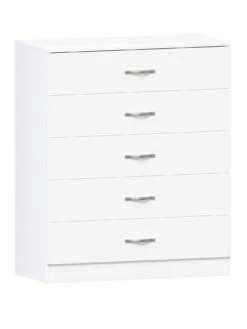 Vida Designs Hulio 5 Drawer Compact Chest - White -FurniHaven Shop RVKEE SQ2 0000000013 WHITE SLf