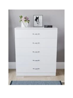 Vida Designs Hulio 5 Drawer Compact Chest - White -FurniHaven Shop RVKEE SQ3 0000000013 WHITE SLa