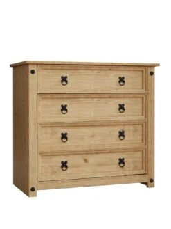 Vida Designs Corona Solid Pine Rustic 4 Drawer Chest -FurniHaven Shop RVKEM SQ2 0000000138 RUSTIC OAK SLf