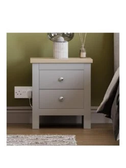 Vida Designs Arlington 2 Drawer Bedside Chest - Grey -FurniHaven Shop RVNW3 SQ3 0000000005 GREY SLa