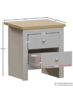 Vida Designs Arlington 2 Drawer Bedside Chest - Grey -FurniHaven Shop RVNW3 SQ6 0000000005 GREY SLd2