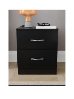 Vida Designs Riano Compact 2 Drawer Bedside Chest - Black -FurniHaven Shop RVPA9 SQ3 0000000004 BLACK SLa
