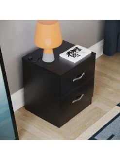 Vida Designs Riano Compact 2 Drawer Bedside Chest - Black -FurniHaven Shop RVPA9 SQ4 0000000004 BLACK SLd