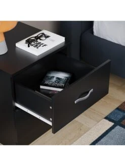 Vida Designs Riano Compact 2 Drawer Bedside Chest - Black -FurniHaven Shop RVPA9 SQ5 0000000004 BLACK SLd1