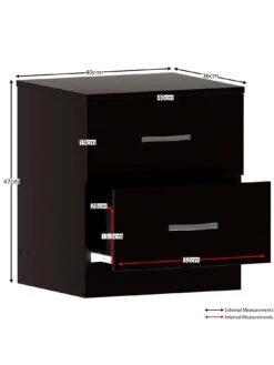 Vida Designs Riano Compact 2 Drawer Bedside Chest - Black -FurniHaven Shop RVPA9 SQ6 0000000004 BLACK SLd2
