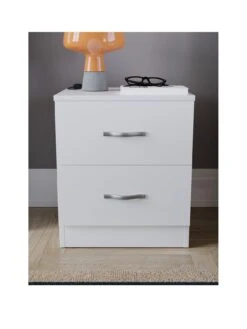 Vida Designs Riano Compact 2 Drawer Bedside Chest - White -FurniHaven Shop RVPAA SQ3 0000000013 WHITE SLa