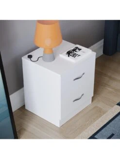 Vida Designs Riano Compact 2 Drawer Bedside Chest - White -FurniHaven Shop RVPAA SQ4 0000000013 WHITE SLd