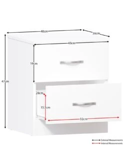 Vida Designs Riano Compact 2 Drawer Bedside Chest - White -FurniHaven Shop RVPAA SQ6 0000000013 WHITE SLd2