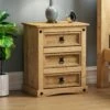 Vida Designs Corona 3 Drawer Bedside Chest -FurniHaven Shop RVPCT SQ1 0000000006 OAK RSr