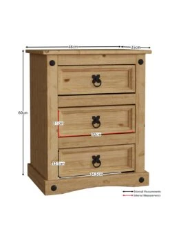 Vida Designs Corona 3 Drawer Bedside Chest -FurniHaven Shop RVPCT SQ3 0000000006 OAK SLa