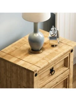 Vida Designs Corona 3 Drawer Bedside Chest -FurniHaven Shop RVPCT SQ5 0000000006 OAK SLd1