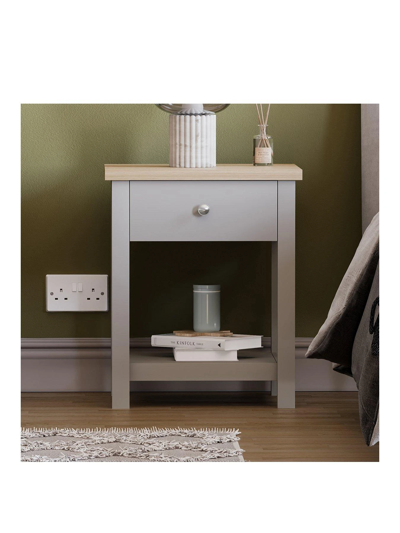Vida Designs Arlington 1 Drawer Side Table - Grey 5 Vida Designs Arlington 1 Drawer Side Table - Grey - Image 3