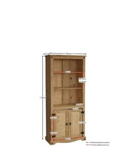 Vida Designs Corona Solid Pine 2 Door Bookcase -FurniHaven Shop RWQ6A SQ3 0000000006 OAK SLa