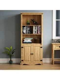 Vida Designs Corona Solid Pine 2 Door Bookcase -FurniHaven Shop RWQ6A SQ4 0000000006 OAK SLd
