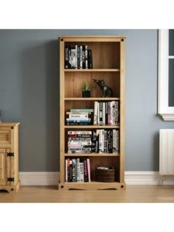 Vida Designs Corona Solid Pine Large Bookcase -FurniHaven Shop RWQER SQ4 0000000006 OAK SLd